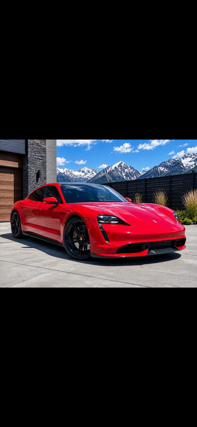 Red Porsche with windshield protection film